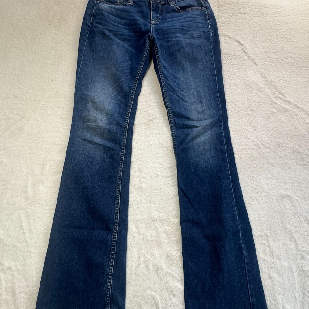 Arizona Bootcut Jeans Womens 3 Dark Wash 28x28.5 Mid Rise - Picture 2 of 10